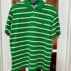 Ralph Lauren Green and White Striped Polo